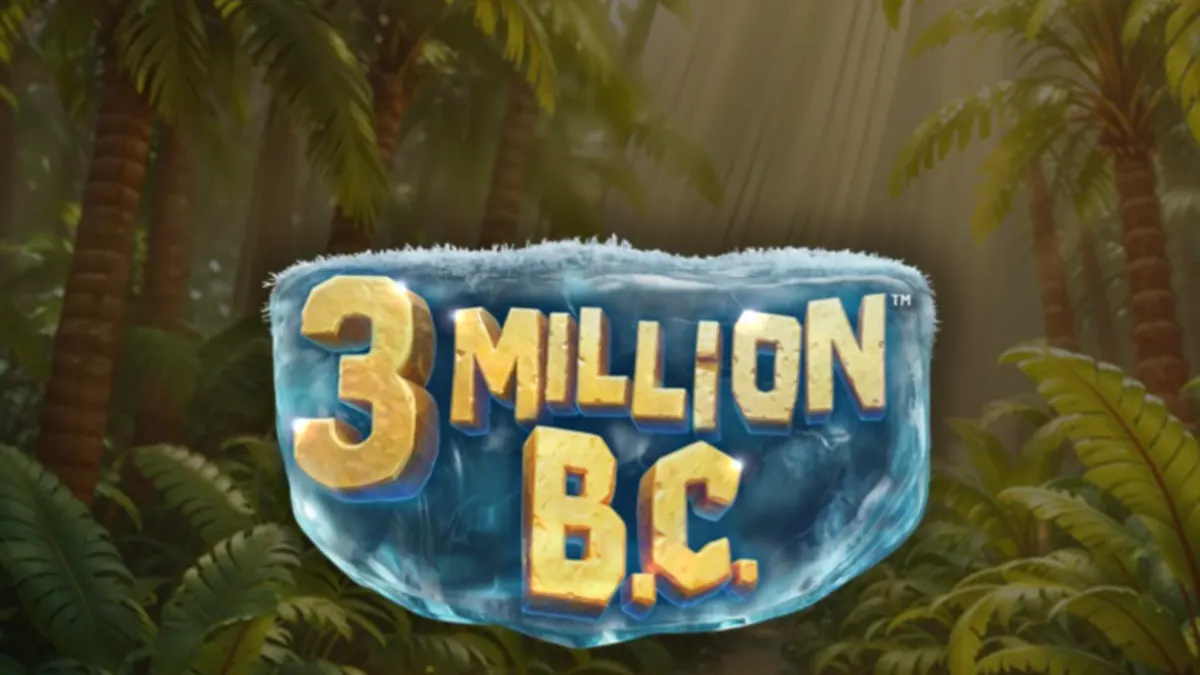 Cena vibrante do jogo de slot 3 Million B.C. com temática da Era da Pedra e elementos 3D